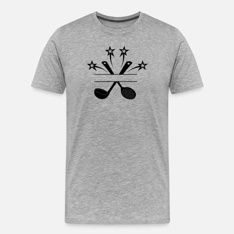Schaumlöffel und Suppenlöffel 4 Sterne - Männer Premium Bio T-Shirt - Grau meliert