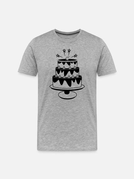 Birthday cake with stars - Men's Premium Organic T-Shirt - heather grey