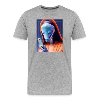 Alien Selfie Streetwear - Men's Premium Organic T-Shirt - heather grey - Front - Damien (186cm)