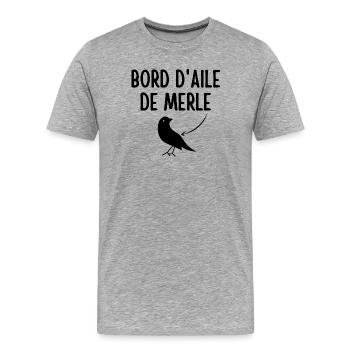 merle, bord d aile de merle - T-shirt bio Premium Homme - gris chiné - Devant - Damien (186cm)