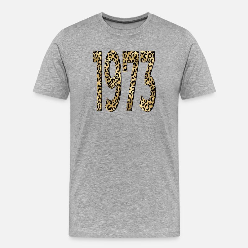 Numéro 1973 - IMPRIMÉ LÉOPARD - ANNIVERSAIRE - T-shirt bio Premium Homme - gris chiné