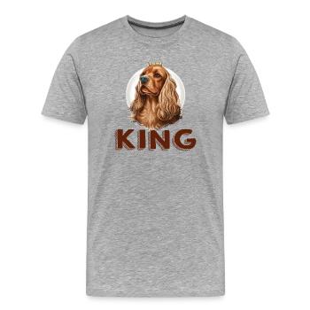 CHIEN COCKER KING COMBAT RACE MIGNON SAUVETAGE - T-shirt bio Premium Homme - gris chiné - Devant - Damien (186cm)