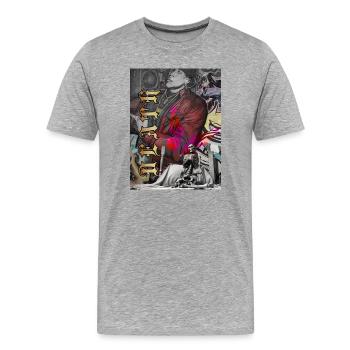 Urbaner Graffiti-Schädel-Schmetterling - Männer Premium Bio T-Shirt - Grau meliert - Vorne - Damien (186cm)