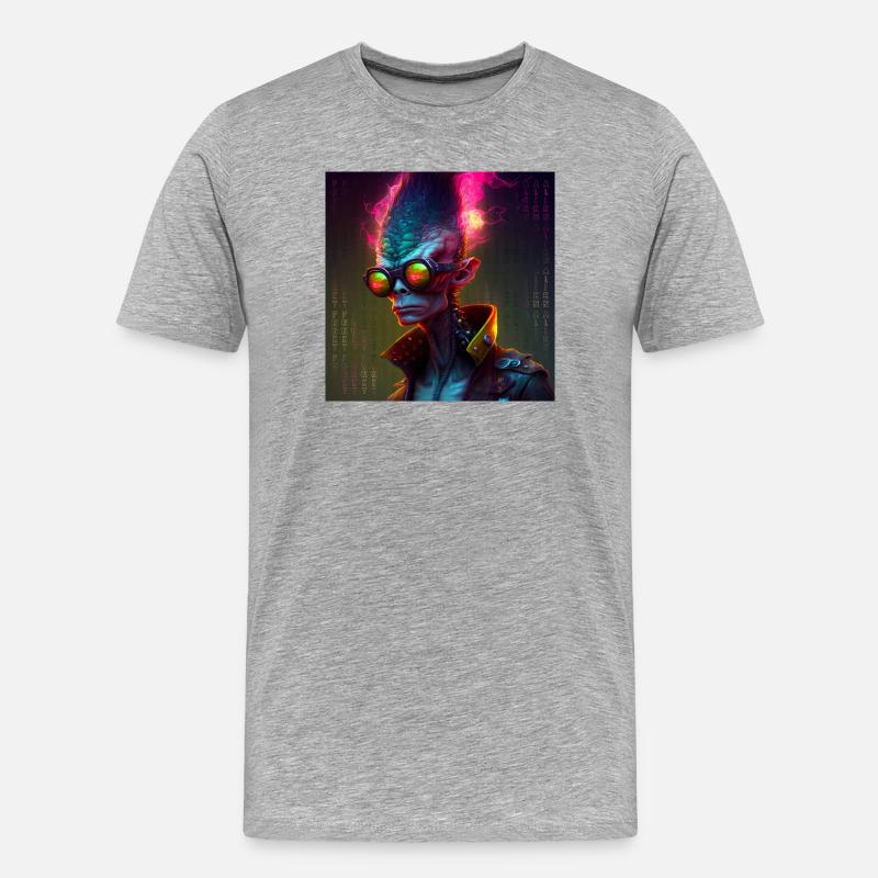 Funky alien 01 - Männer Premium Bio T-Shirt - Grau meliert