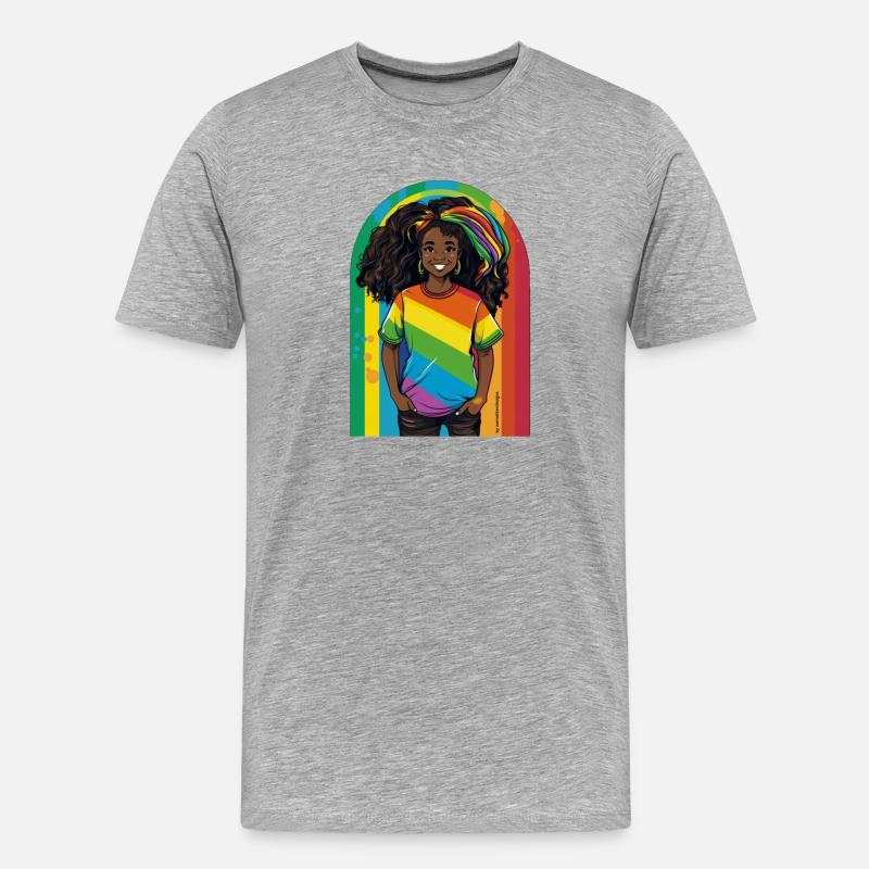 Lebendige Regenbogen-Porträtkunst - Männer Premium Bio T-Shirt - Grau meliert