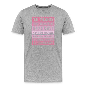 15 years legendary - Jubiläum - Firma - Jahrestag - Männer Premium Bio T-Shirt - Grau meliert - Vorne - Damien (186cm)