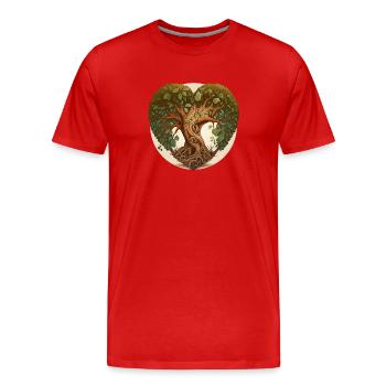Arbre en forme de cœur, arbre de cœur avec arrière-plan - T-shirt bio Premium Homme - rouge - Devant - Damien (186cm)