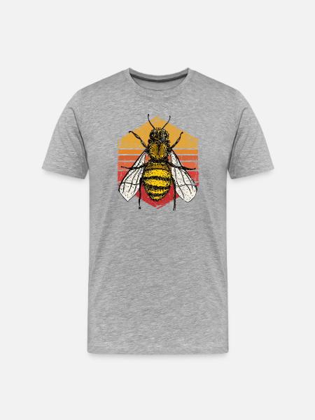 Sunset Bee Retro Illustration - Men's Premium Organic T-Shirt - heather grey