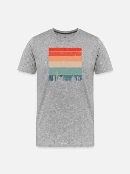 Sunset Skyline Stripes - Men's Premium Organic T-Shirt - heather grey