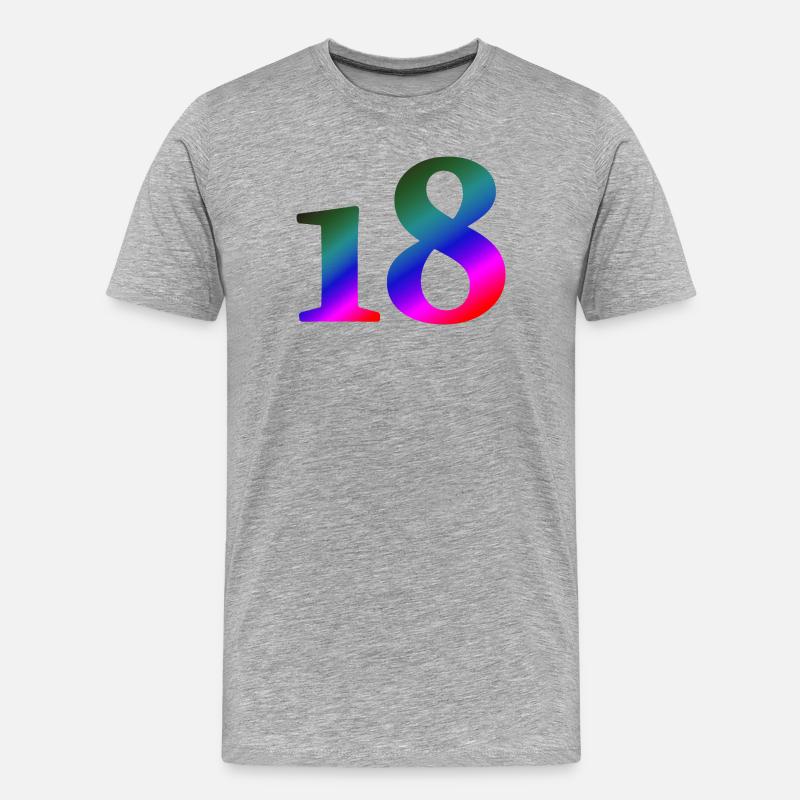 18, bunter farbverlauf, schenken - Männer Premium Bio T-Shirt - Grau meliert