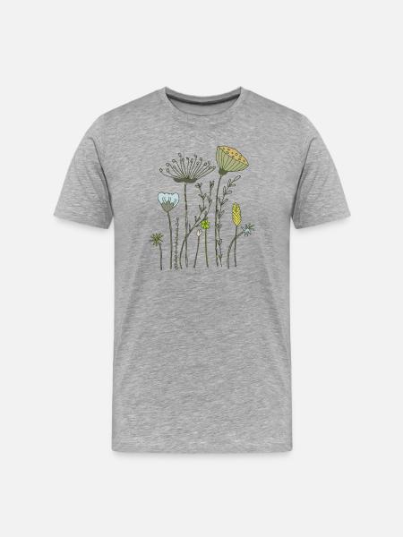 fleurs séchées prairie fleurie - T-shirt bio Premium Homme - gris chiné