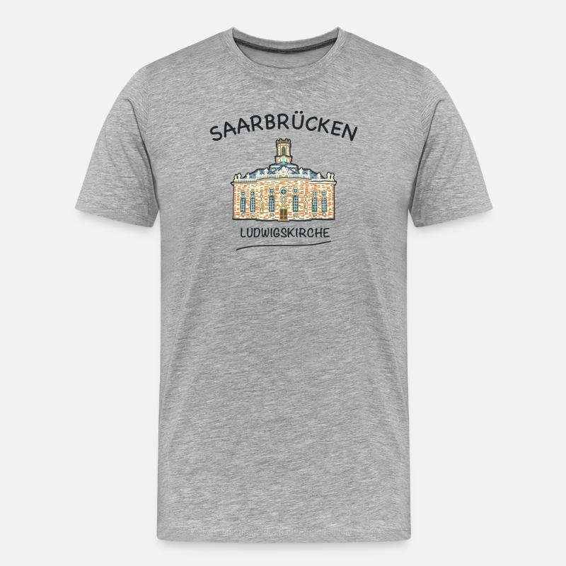 Saarbrücken, Ludwigskirche - Männer Premium Bio T-Shirt - Grau meliert