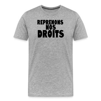 Reprenons nos doits manif - T-shirt bio Premium Homme - gris chiné - Devant - Damien (186cm)