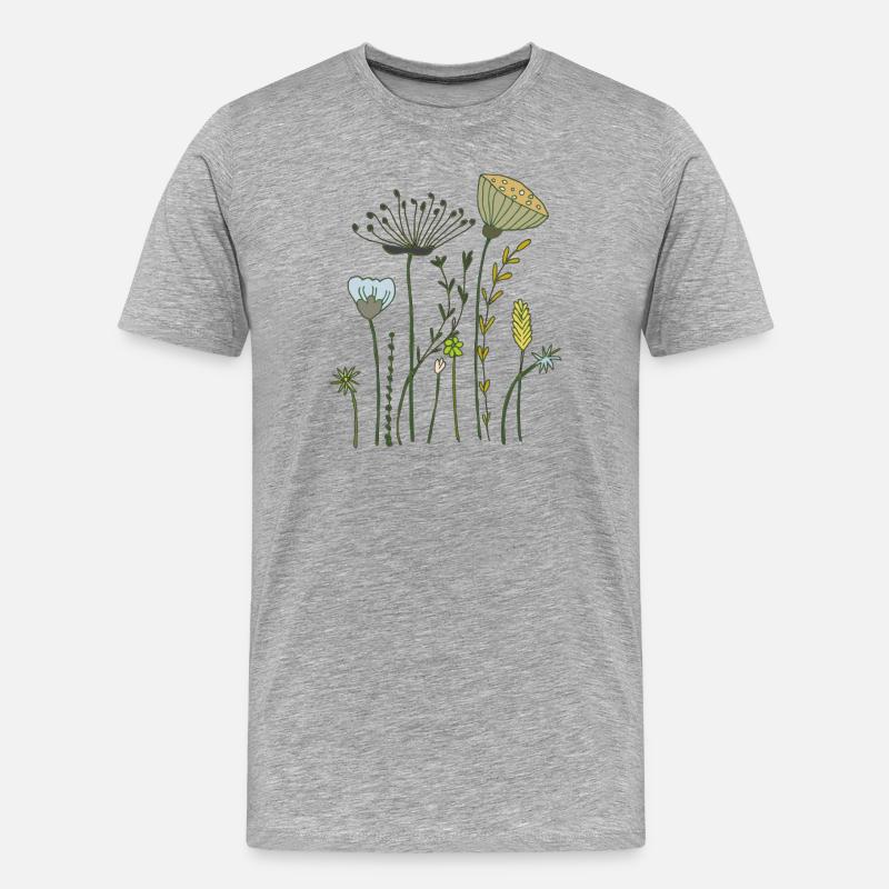 trockenblumen - Männer Premium Bio T-Shirt - Grau meliert