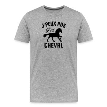 Je peux pas j'ai cheval - T-shirt bio Premium Homme - gris chiné - Devant - Damien (186cm)