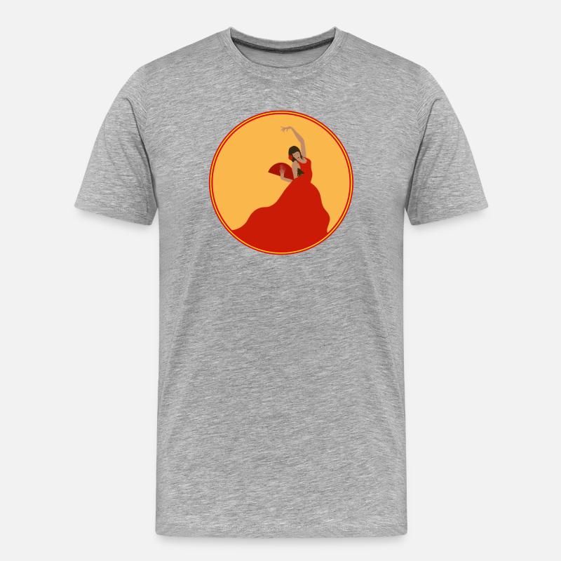 Flamenco Tänzerin 3 - Männer Premium Bio T-Shirt - Grau meliert