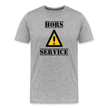 PANNEAU. DANGER. HORS SERVICE. HUMOUR. DRÔLE - T-shirt bio Premium Homme - gris chiné - Devant - Damien (186cm)