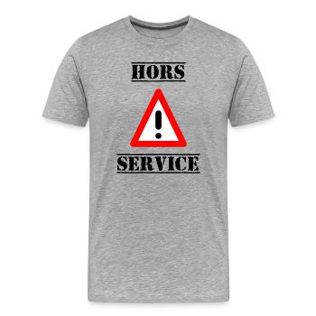 PANNEAU. DANGER. HORS SERVICE. HUMOUR. DRÔLE - T-shirt bio Premium Homme - gris chiné - Devant - Damien (186cm)