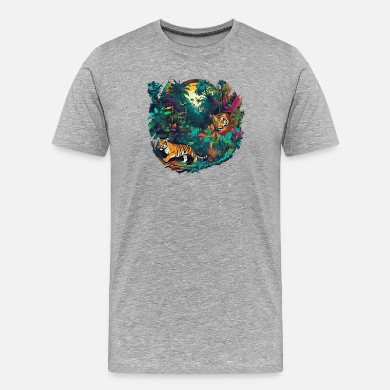 Dschungel - Männer Premium Bio T-Shirt - Grau meliert