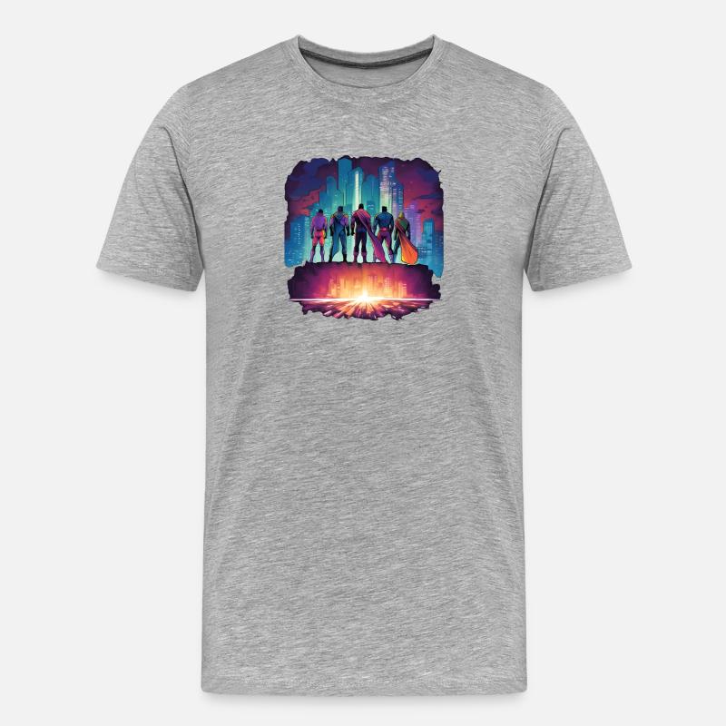 Superhelden - Männer Premium Bio T-Shirt - Grau meliert