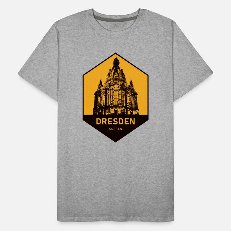 Dresden Architecture Icon Yellow Men's Premium Organic T-Shirt