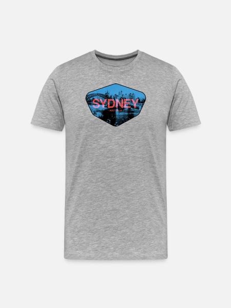 Sydney Skyline Neon - Men's Premium Organic T-Shirt - heather grey