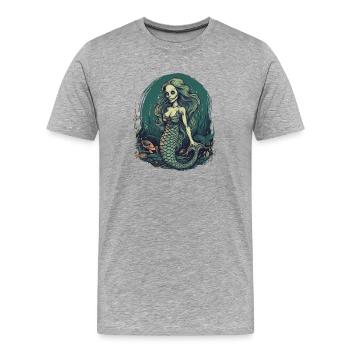 Comic Ghoul Zombie Mermaid - Motif effrayant - T-shirt bio Premium Homme - gris chiné - Devant - Damien (186cm)