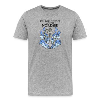 Nordsee - Männer Premium Bio T-Shirt - Grau meliert - Vorne - Damien (186cm)