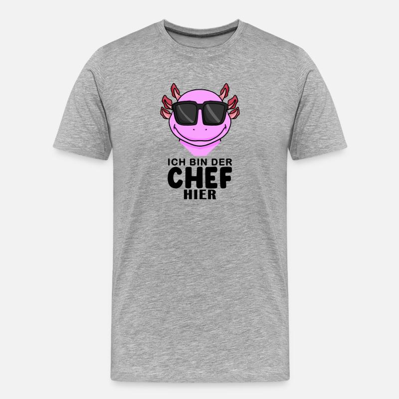 cooler Axolotl Chef Spruch - Männer Premium Bio T-Shirt - Grau meliert