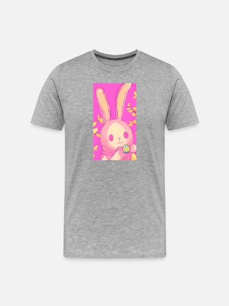 Pastel Easter Bunny Pink Easter Egg - Men's Premium Organic T-Shirt - heather grey