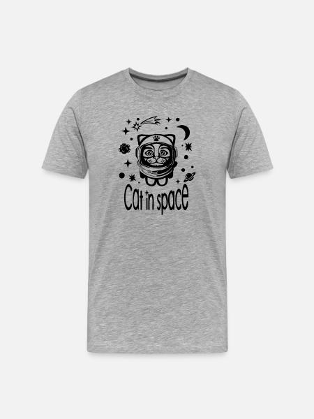 Chat dans l’espace - T-shirt bio Premium Homme - gris chiné