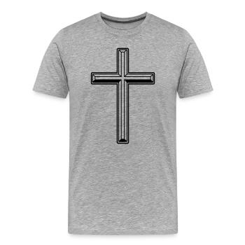 Faith cross - Men's Premium Organic T-Shirt - heather grey - Front - Damien (186cm)
