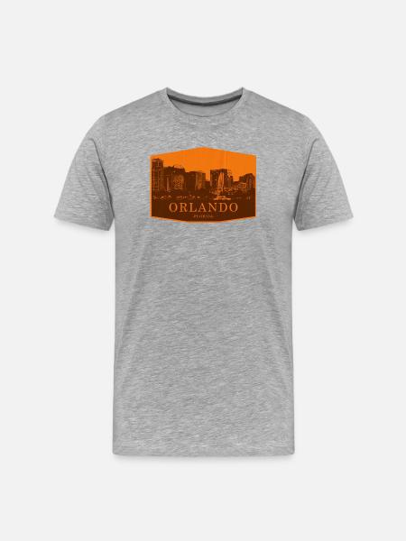Orlando Skyline Badge Orange - Men's Premium Organic T-Shirt - heather grey