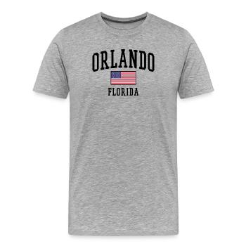 Orlando Florida Design mit USA Flagge - Männer Premium Bio T-Shirt - Grau meliert - Vorne - Damien (186cm)