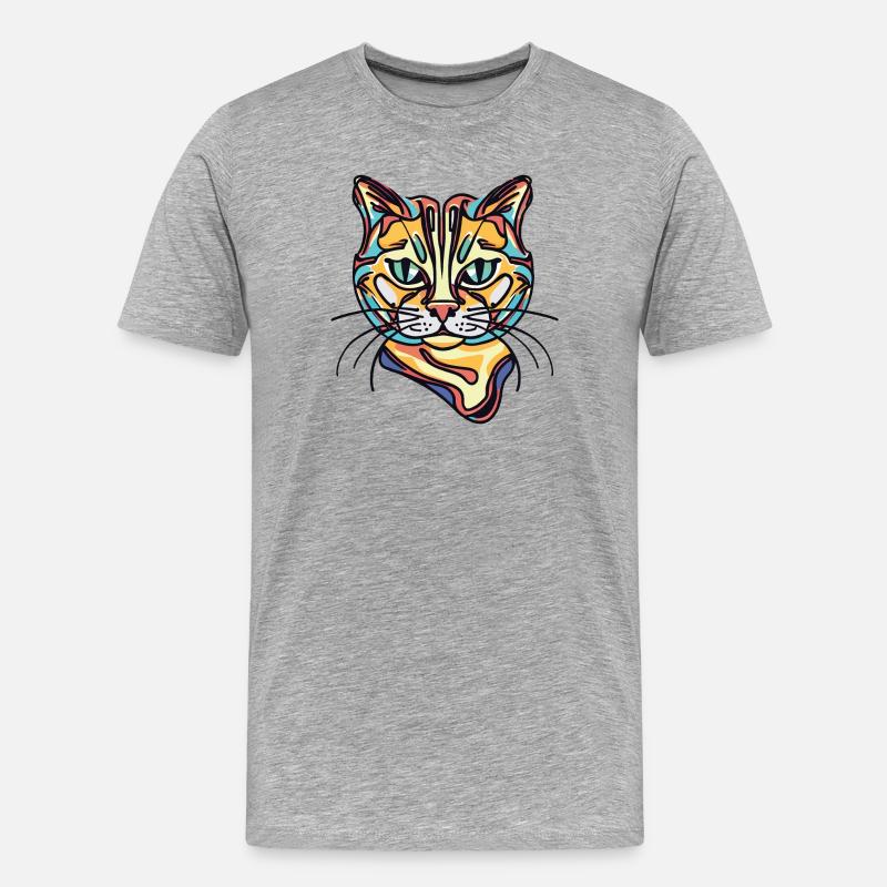 Bunte Katze - Männer Premium Bio T-Shirt - Grau meliert