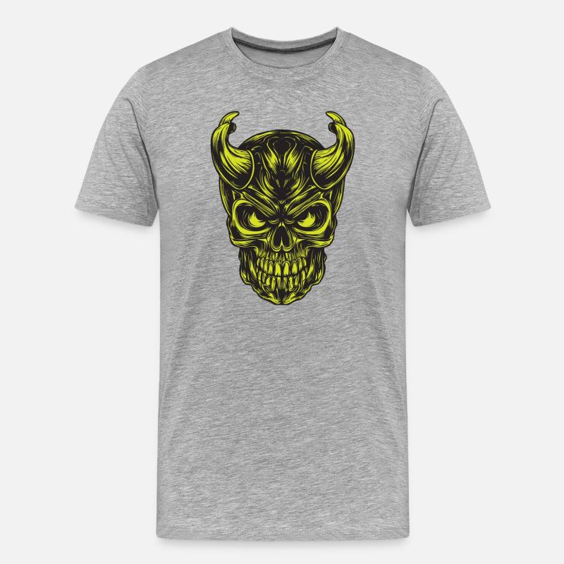 Schädel - Männer Premium Bio T-Shirt - Grau meliert