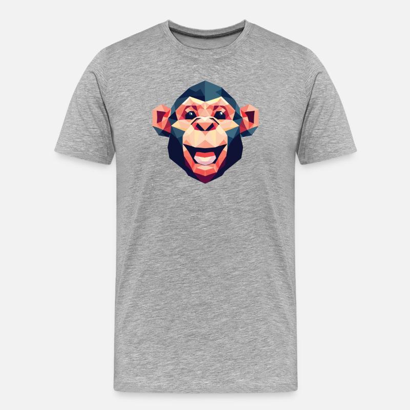 Polygon-Affe - Männer Premium Bio T-Shirt - Grau meliert