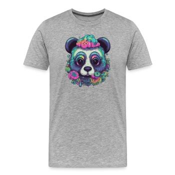 Panda psychédélique - T-shirt bio Premium Homme - gris chiné - Devant - Damien (186cm)