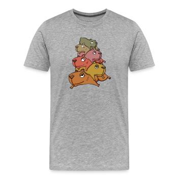 Capybara Haufen Wasserschwein - Männer Premium Bio T-Shirt - Grau meliert - Vorne - Damien (186cm)