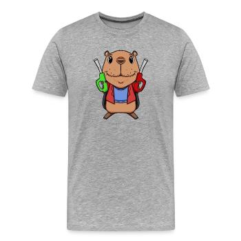 Tankwart Capybara Tankstelle - Männer Premium Bio T-Shirt - Grau meliert - Vorne - Damien (186cm)