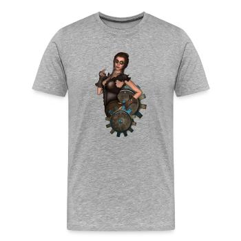 The Lady of Steampunk - Men's Premium Organic T-Shirt - heather grey - Front - Damien (186cm)