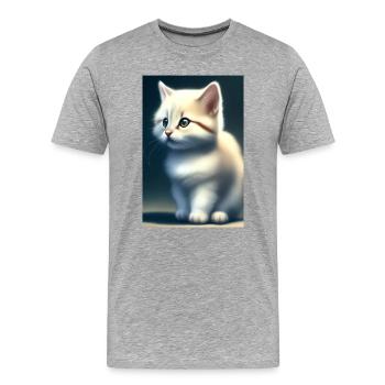 Petit bébé chat mignon - T-shirt bio Premium Homme - gris chiné - Devant - Damien (186cm)