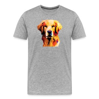 Polygone de chien Golden Retriever - T-shirt bio Premium Homme - gris chiné - Devant - Damien (186cm)