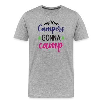 Camper auf dem Weg zum Camp - Männer Premium Bio T-Shirt - Grau meliert - Vorne - Damien (186cm)