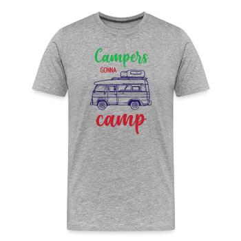 Camper auf dem Weg zum Camp - Männer Premium Bio T-Shirt - Grau meliert - Vorne - Damien (186cm)