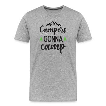 Camper auf dem Weg zum Camp - Männer Premium Bio T-Shirt - Grau meliert - Vorne - Damien (186cm)