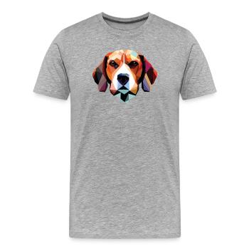 Polygone de chien beagle - T-shirt bio Premium Homme - gris chiné - Devant - Damien (186cm)