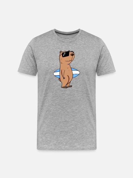 Capybara capybara surfer motif - Men's Premium Organic T-Shirt - heather grey