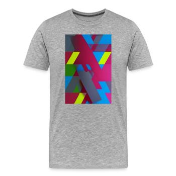 Composition du triangle géométrique néon - T-shirt bio Premium Homme - gris chiné - Devant - Damien (186cm)
