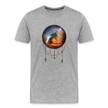 La majesté des loups avec le feu et l’eau - T-shirt bio Premium Homme - gris chiné - Devant - Damien (186cm)